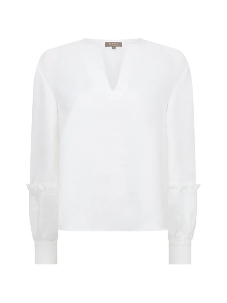  N.peal Sienna Ruffled Linen Blouse - White 