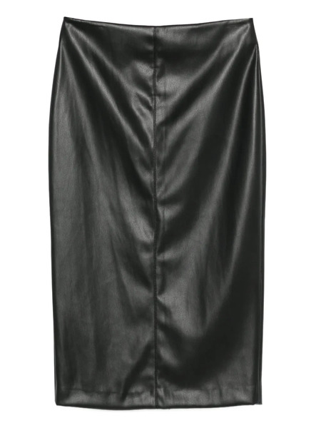  Nude Back-slit Midi Skirt - Black 