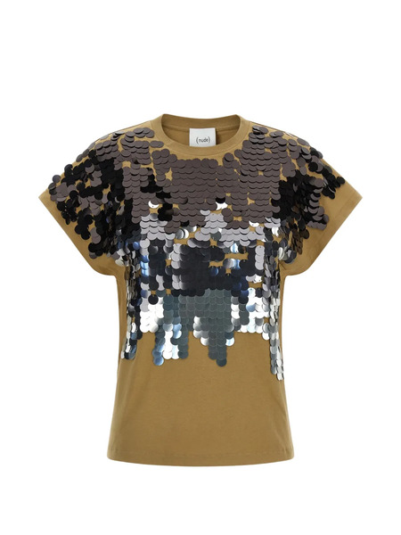  Nude Embellishment Crew Neck T-shirt - Brown 
