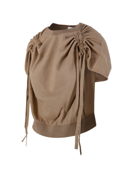  Nude Gathered-detail T-shirt - Neutrals 