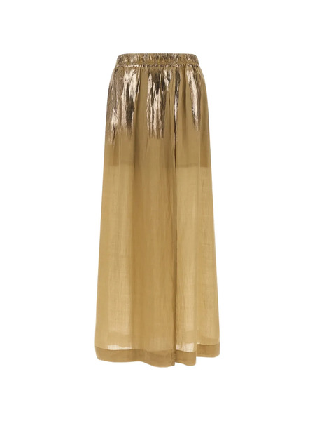  Nude Laminated Varnish Elastic Mid Skirt - Yellow 