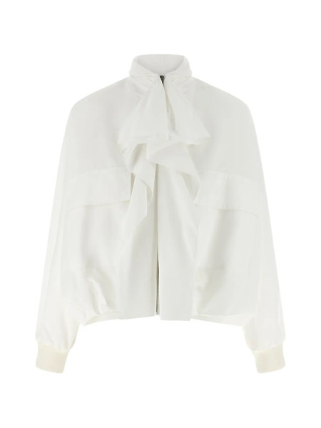  Nude Laullière Ruffled-neck Cotton Jacket - White 