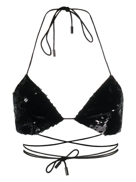  Nuè Jade Sequinned Bra - Black 