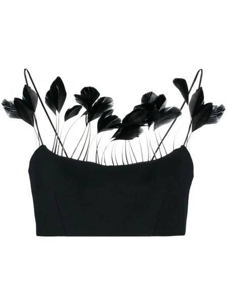  Nuè Phoenix Feather-trim Wool-blend Top - Black 