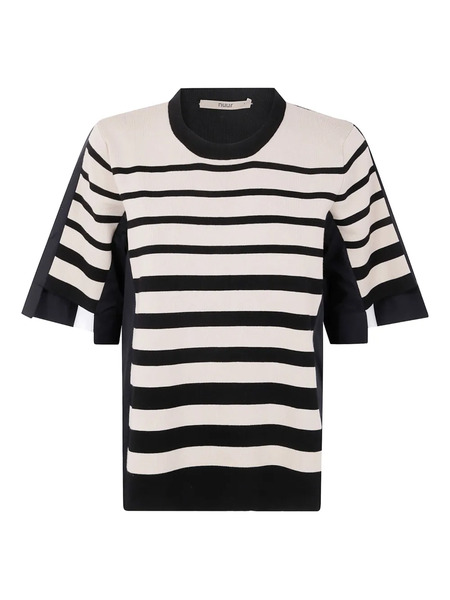  Nuur Striped Panelled Top - Black 