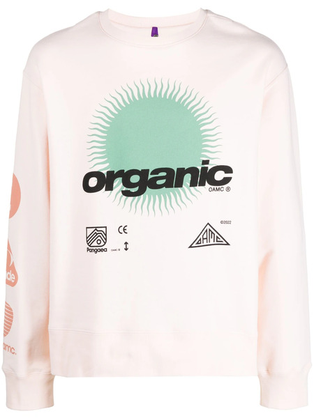  Oamc Graphic-print Cotton Sweatshirt - Pink 