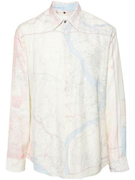  Oamc Map-print Shirt - Neutrals 