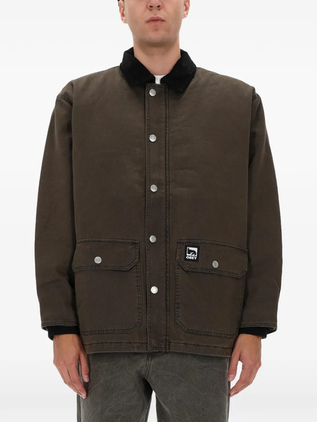  Obey Corduroy-collar Logo-patch Jacket - Green 