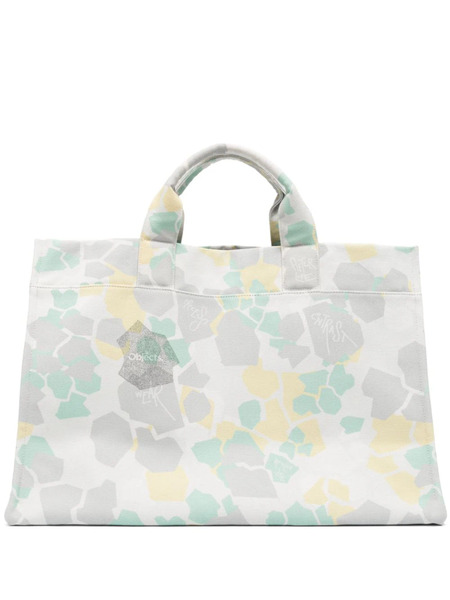  Objects Iv Life Abstract-print Cotton Tote Bag - White 