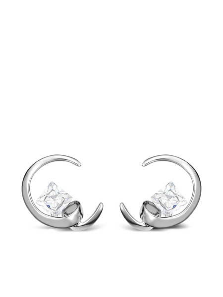  Obsidian Arc Earrings - Silver 