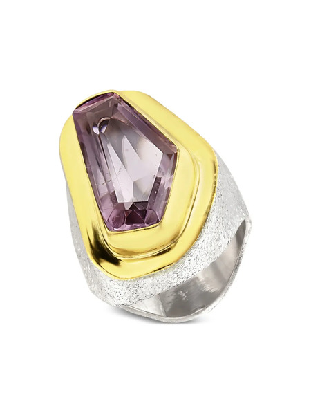  Obsidian Aristocracy Morals Handmade Ring - Gold 