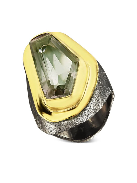  Obsidian Aristocracy Morals Handmade Ring - Gold 