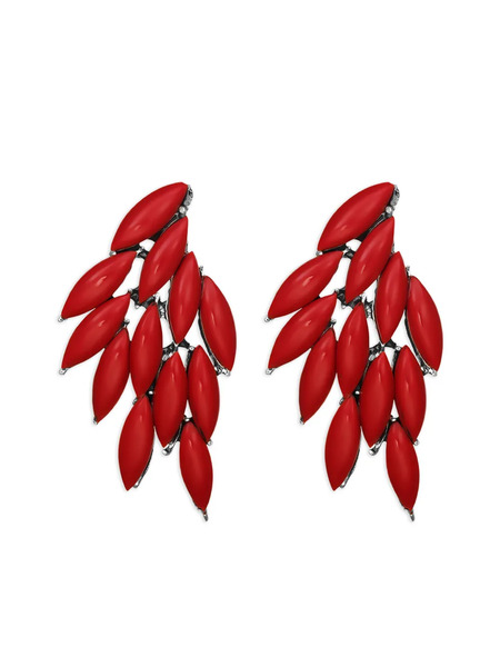  Obsidian Azael Wing-shape Earrings - Silver 