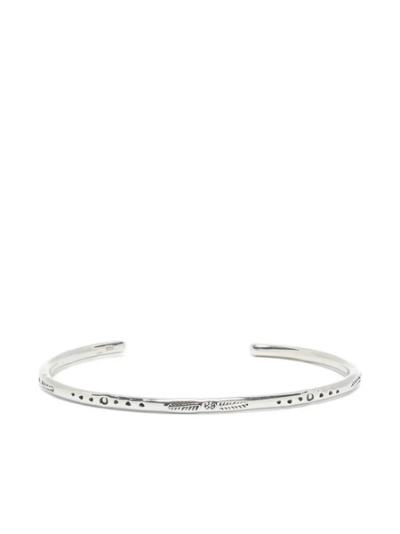  Obsidian Engraved Bracelet - Silver 