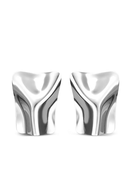  Obsidian Geometric Earrings - Silver 