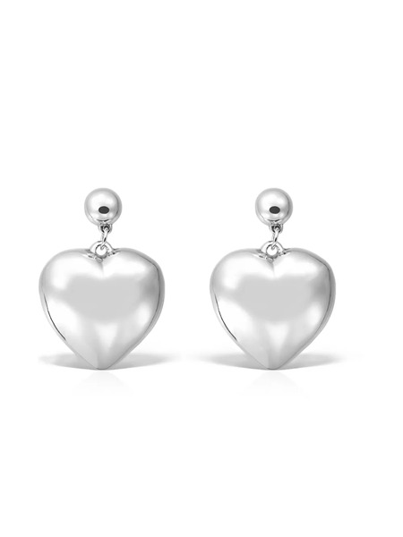  Obsidian Heart Drop Earrings - Silver 