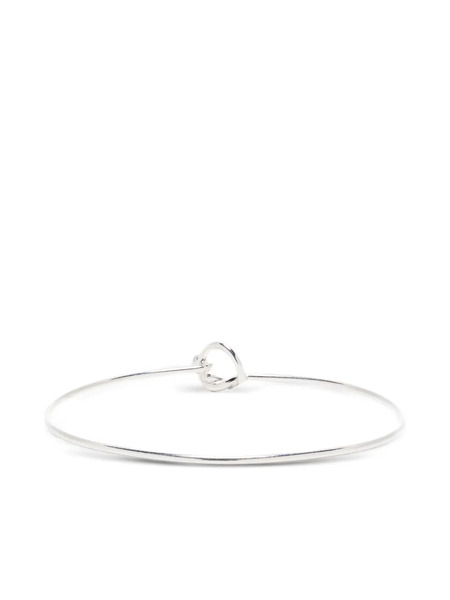  Obsidian Knot-detail Bracelet - Silver 