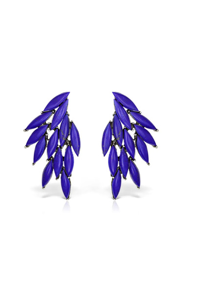  Obsidian Leaf Drop Earrings - Blue 