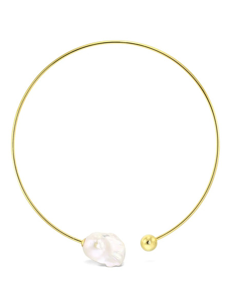  Obsidian Pearl-detailed Choker Necklace - Gold 