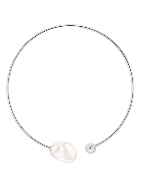  Obsidian Pearl-detailed Choker Necklace - Silver 