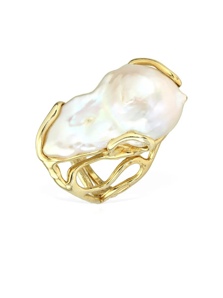  Obsidian Pearl Metals Ring - Gold 