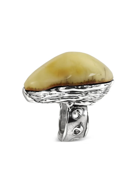  Obsidian Textured Ring - Silver 