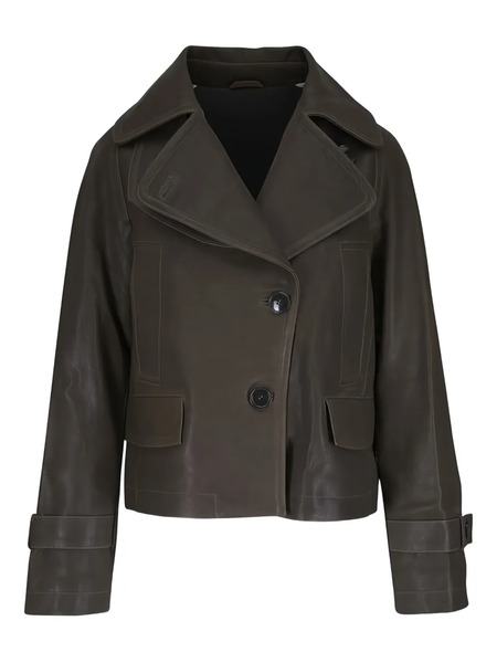  Odeeh Button Leather Jacket - Brown 