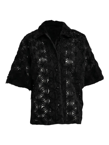  Odeeh Flower-motif Short-sleeve Shirt - Black 