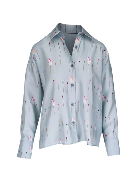  Odeeh Printed Silk Shirt - Blue 