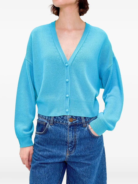  Odeeh V-neck Button Cardigan - Blue 