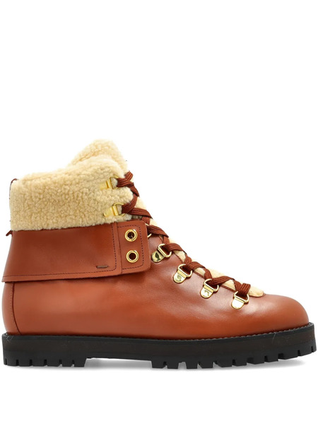  Odissì Heidi Lace-up Shearling Hiking Boots - Brown 