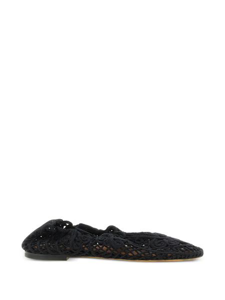  Odissi Iris Crochet-knit Ballet Flats - Black 