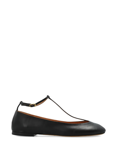  Odissì T-strap Buckled Leather Ballet Flats - Black 