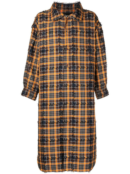  Off Duty Urdu Checked Frayed Coat - Orange 