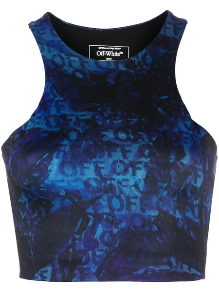  Off-white All-over Logo-print Crop Top - Blue 