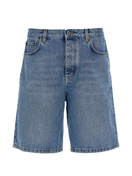  Off-white Arrow Print Denim Shorts - Blue 