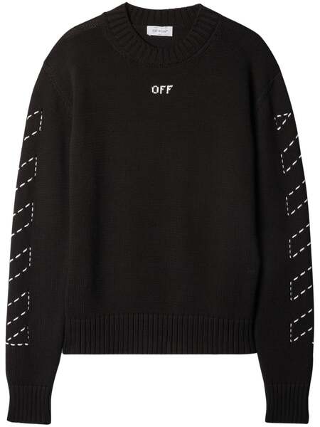  Off-white Arrows-embroidery Crew-neck Jumper - Black 