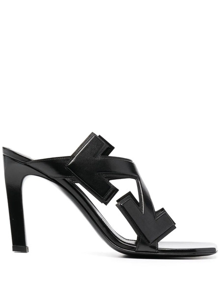  Off-white Arrows Motif Leather Sandals - Black 