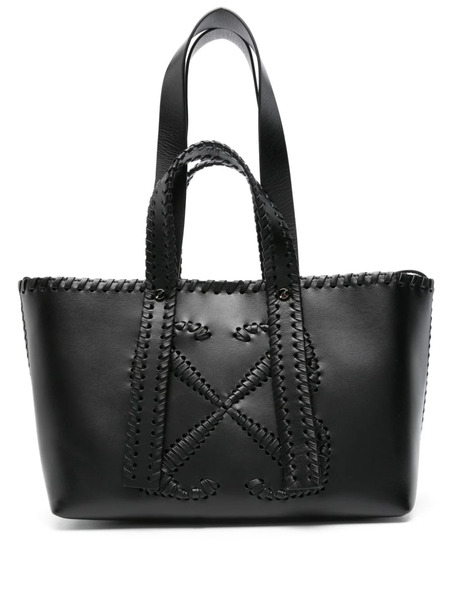  Off-white Arrows-stitch Leather Tote Bag - Black 