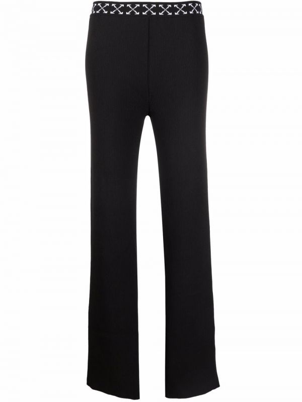  Off-white Arrows-waistband Ribbed Trousers - Black 