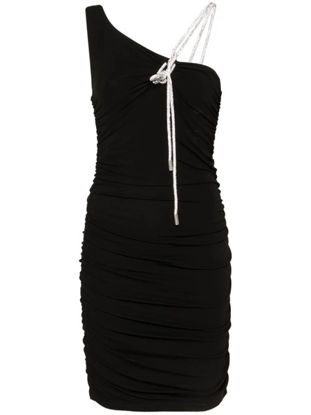  Off-white Asymmetric Crepe Mini Dress - Black 