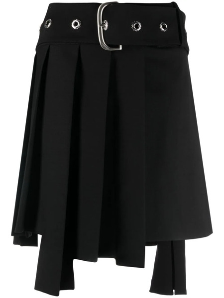  Off-white Belted Pleated Miniskirt - Black 
