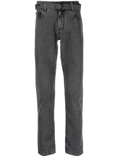  Off-white Belted Straight-leg Jeans - Grey 