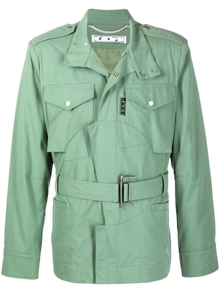  Off-white Belted-waist Military Jacket - Green 