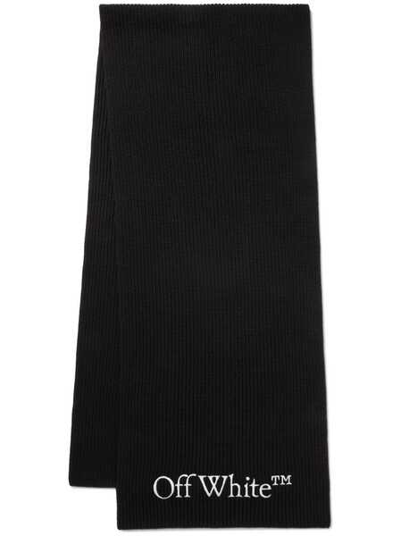  Off-white Bookish Logo-knit Scarf - Black 