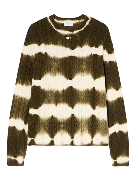  Off-white Cable-knit Tie-dye Crewneck - Green 