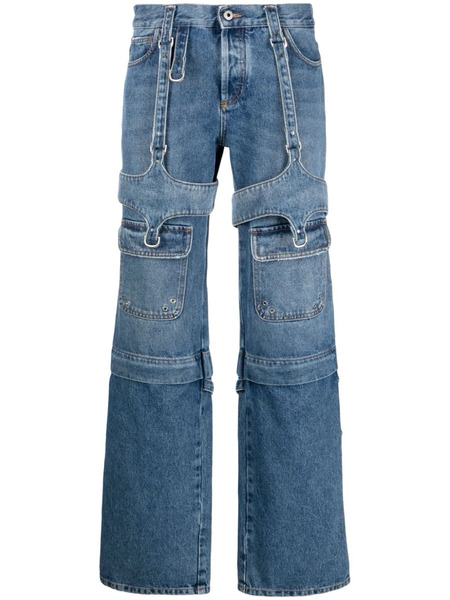  Off-white Cargo Zip Straight-leg Jeans - Blue 