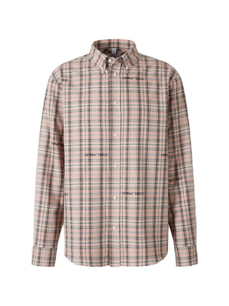  Off-white Check Button Shirt - Pink 
