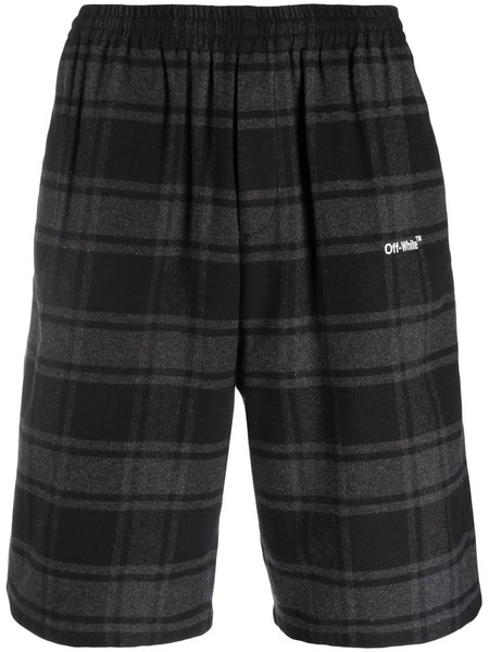 Off-white Check-print Shorts - Grey 