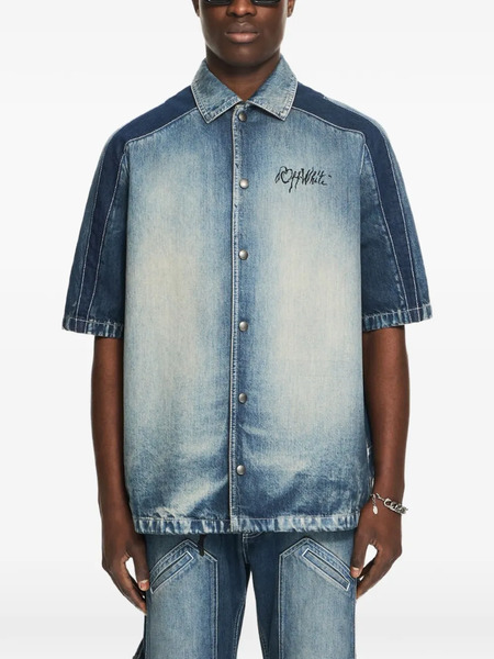  Off-white Cherry Short-sleeve Denim Shirt - Blue 